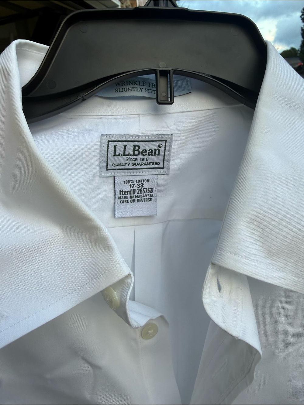 L.L. Bean Men's White Button-Front Dress Shirt